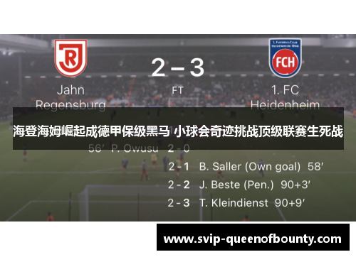 海登海姆崛起成德甲保级黑马 小球会奇迹挑战顶级联赛生死战